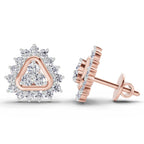 0.75 Carat Round Halo Earrings 14K - Rose Gold