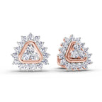 0.75 Carat Round Halo Earrings 14K - Rose Gold
