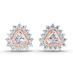 0.75 Carat Round Halo Earrings 14K - Rose Gold