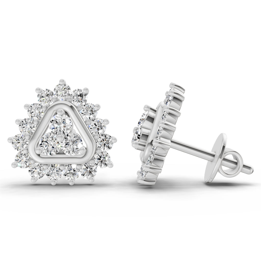 0.75 Carat Round Halo Earrings 14K - White Gold
