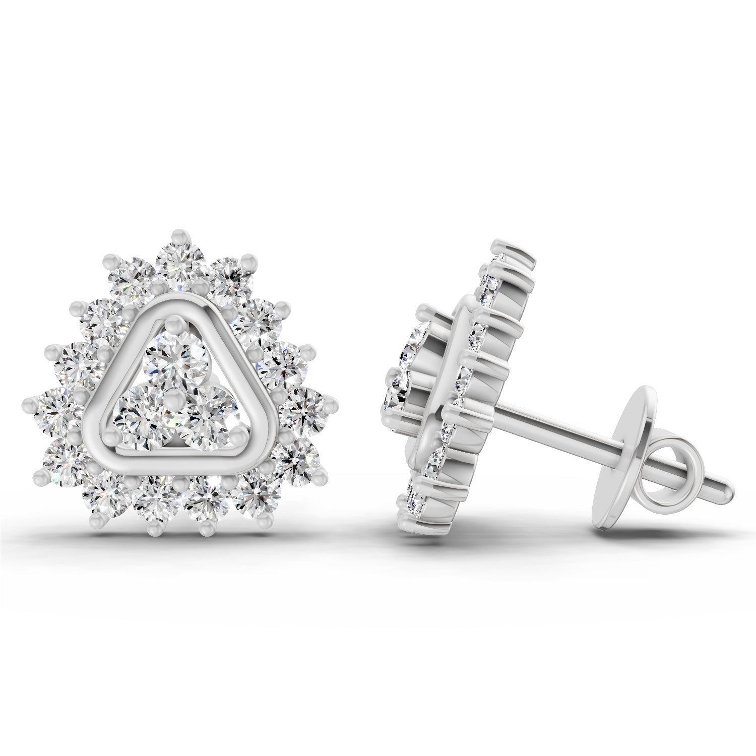 0.75 Carat Round Halo Earrings 14K - White Gold