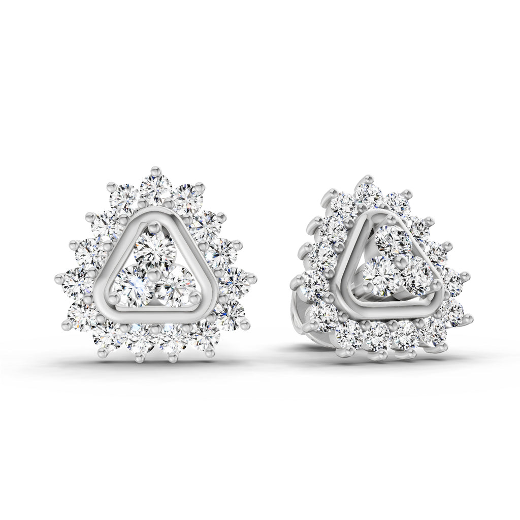 0.75 Carat Round Halo Earrings 14K - White Gold