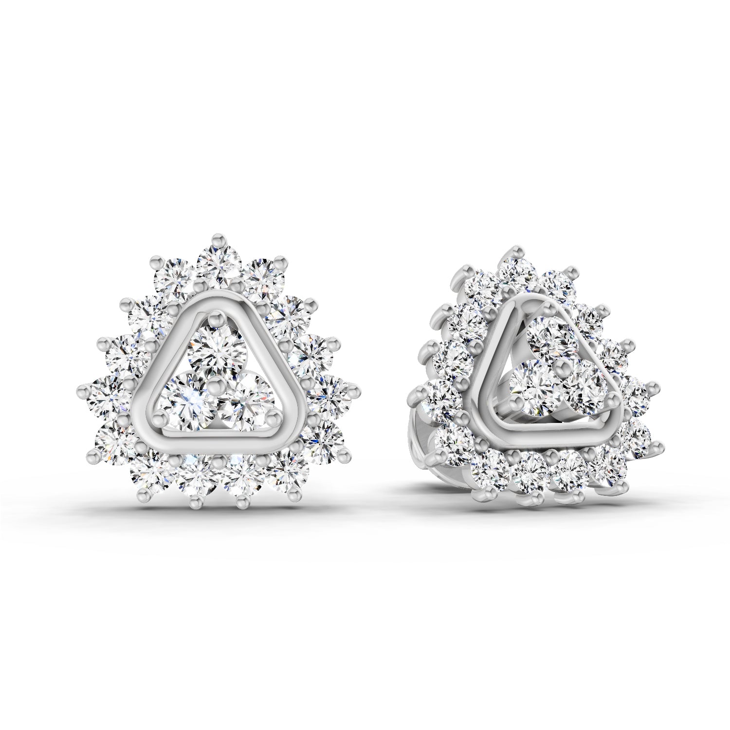 0.75 Carat Round Halo Earrings 14K - White Gold