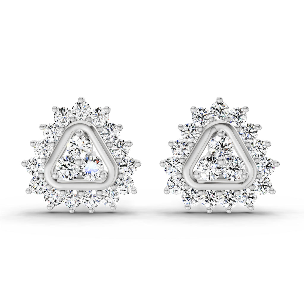 0.75 Carat Round Halo Earrings 14K - White Gold