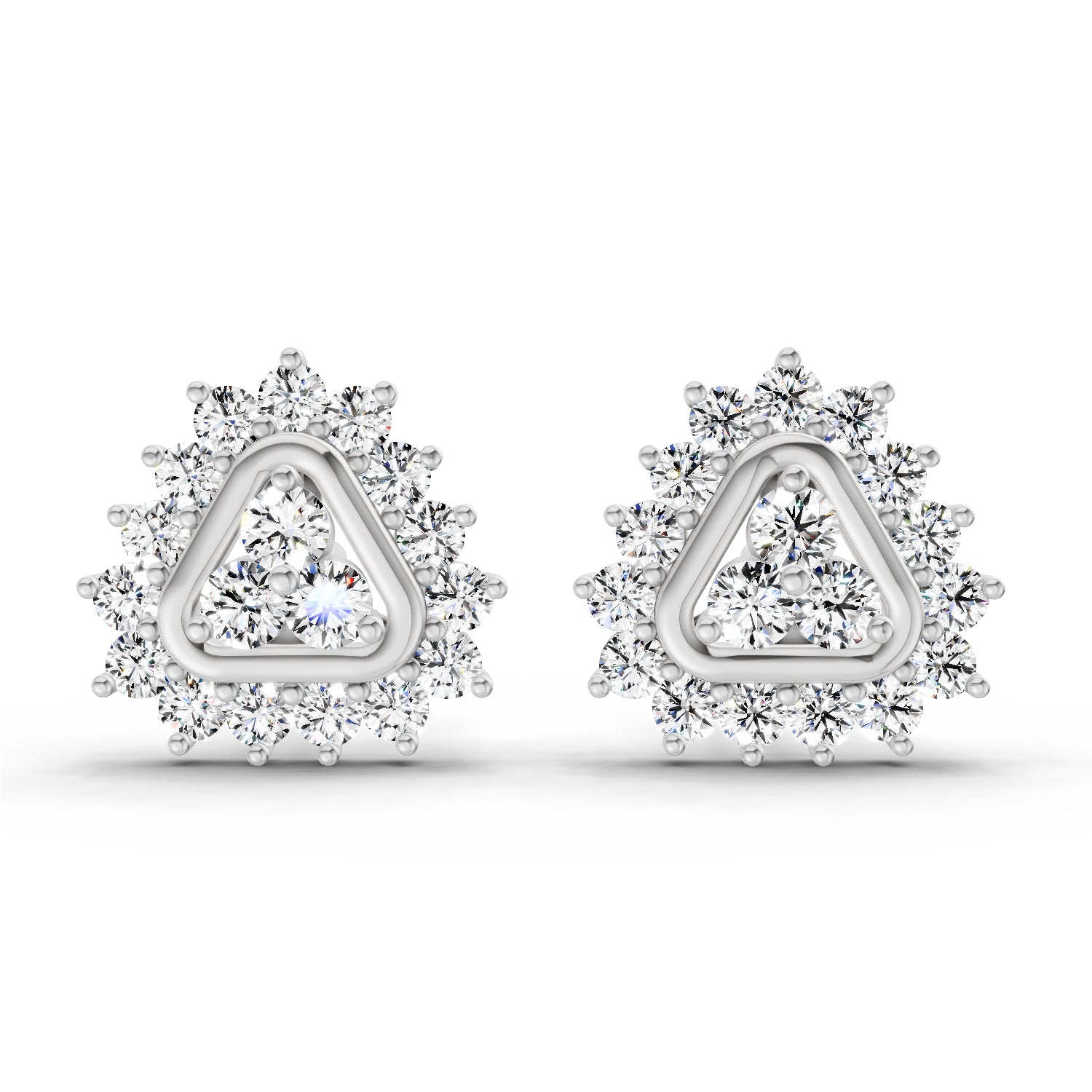 0.75 Carat Round Halo Earrings 14K - White Gold