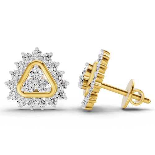 0.75 Carat Round Halo Earrings 14K