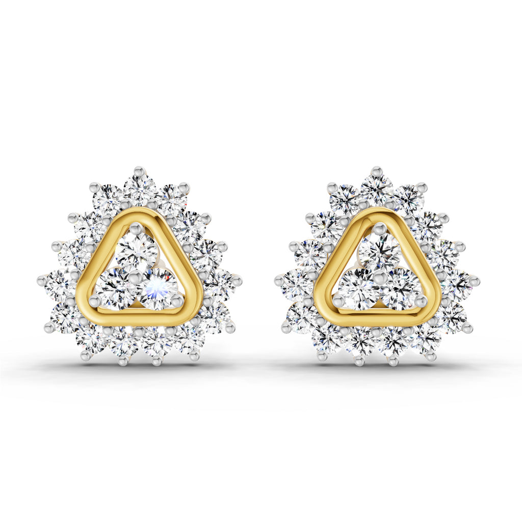 0.75 Carat Round Halo Earrings 14K
