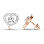 1.64 Carat Round Halo Heart Shape Earrings 14K - Rose Gold
