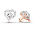 1.64 Carat Round Halo Heart Shape Earrings 14K - Rose Gold