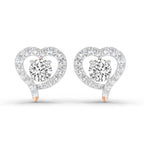 1.64 Carat Round Halo Heart Shape Earrings 14K - Rose Gold
