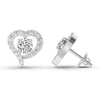 1.64 Carat Round Halo Heart Shape Earrings 14K - White Gold