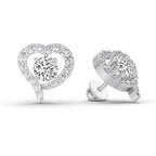 1.64 Carat Round Halo Heart Shape Earrings 14K - White Gold