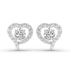 1.64 Carat Round Halo Heart Shape Earrings 14K - White Gold