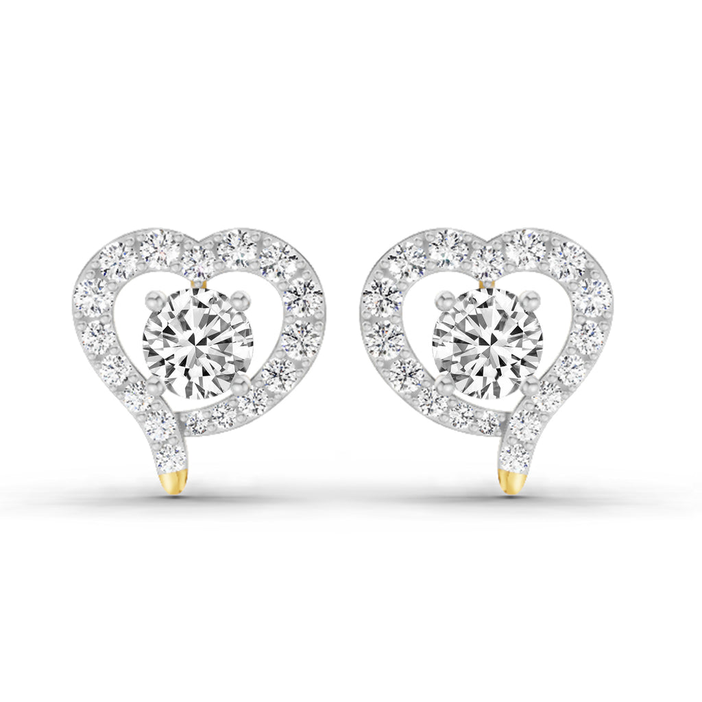 1.64 Carat Round Halo Heart Shape Earrings 14K