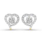 1.64 Carat Round Halo Heart Shape Earrings 14K