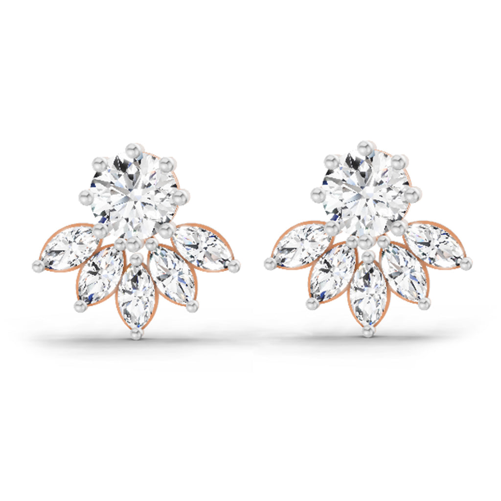 2.7 Carat Marquise Cluster Earrings 14K - Rose Gold