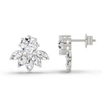 2.7 Carat Marquise Cluster Earrings 14K - White Gold