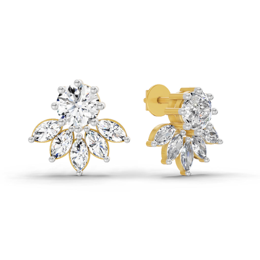 2.7 Carat Marquise Cluster Earrings 14K