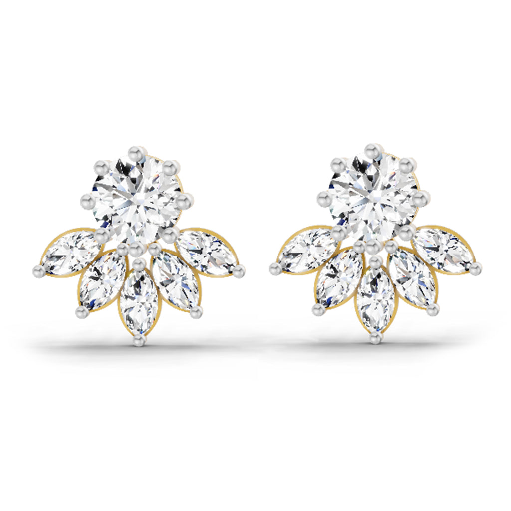 2.7 Carat Marquise Cluster Earrings 14K