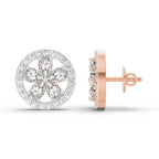 1.46 Carat Pear Flower Halo Stud Earrings 14K - Rose Gold