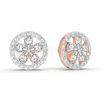 1.46 Carat Pear Flower Halo Stud Earrings 14K - Rose Gold