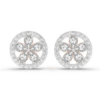 1.46 Carat Pear Flower Halo Stud Earrings 14K - Rose Gold