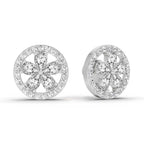 1.46 Carat Pear Flower Halo Stud Earrings 14K - White Gold