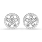 1.46 Carat Pear Flower Halo Stud Earrings 14K - White Gold