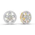 1.46 Carat Pear Flower Halo Stud Earrings 14K
