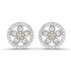 1.46 Carat Pear Flower Halo Stud Earrings 14K