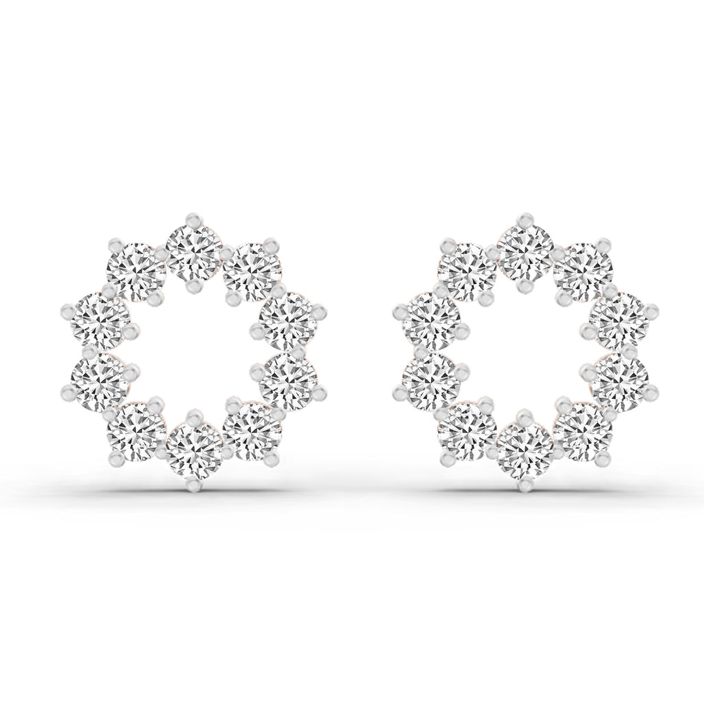 1 Carat Round Flower Stud Earrings 14K - Rose Gold