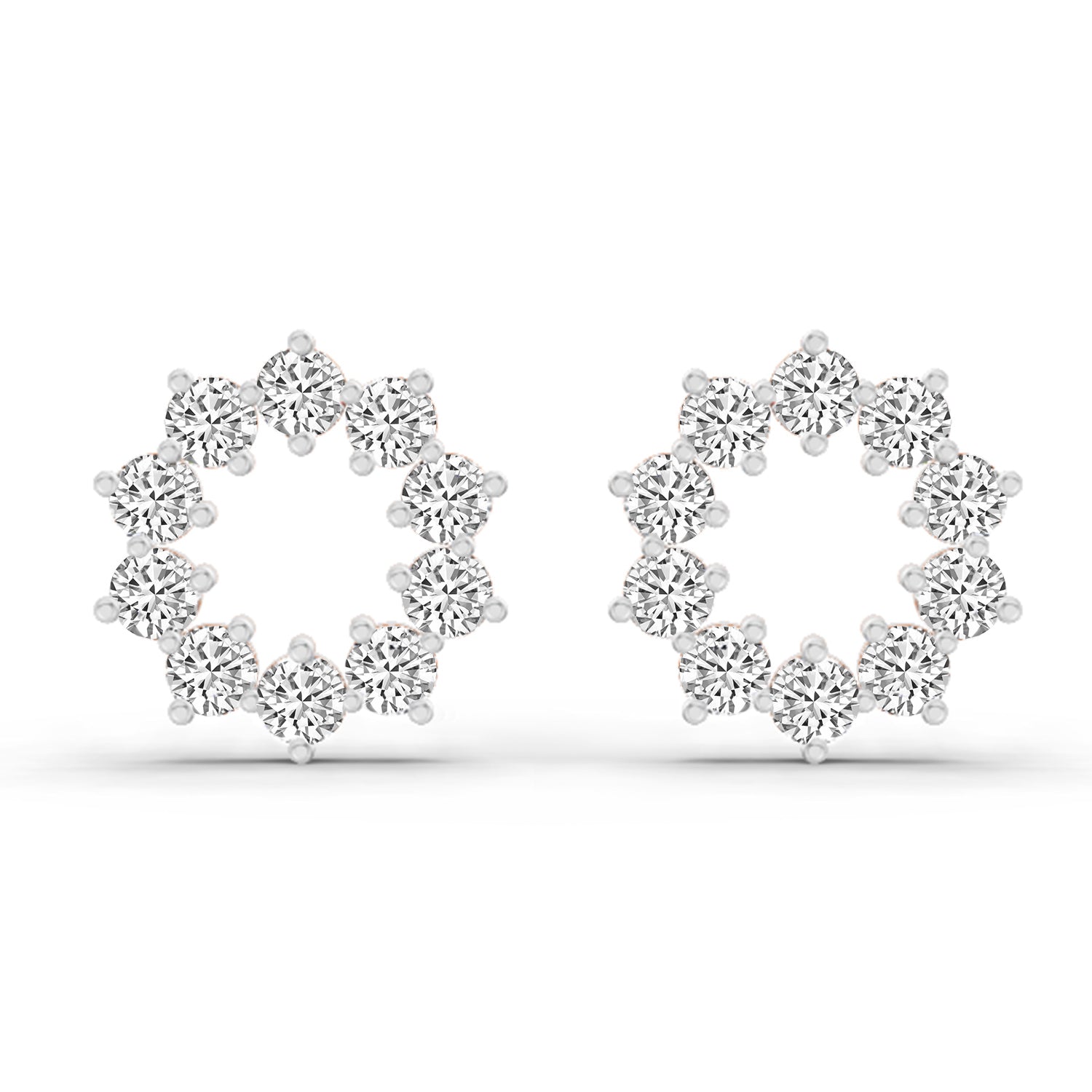 1 Carat Round Flower Stud Earrings 14K - Rose Gold