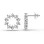 1 Carat Round Flower Stud Earrings 14K - White Gold