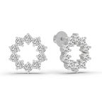 1 Carat Round Flower Stud Earrings 14K - White Gold