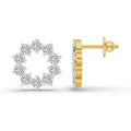 1 Carat Round Flower Stud Earrings 14K