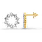 1 Carat Round Flower Stud Earrings 14K