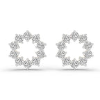 1 Carat Round Flower Stud Earrings 14K