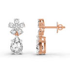 2.8 Carat Floral Pear Drop Earrings 14K - Rose Gold