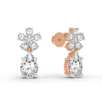 2.8 Carat Floral Pear Drop Earrings 14K - Rose Gold