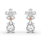 2.8 Carat Floral Pear Drop Earrings 14K - Rose Gold