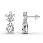 2.8 Carat Floral Pear Drop Earrings 14K - White Gold