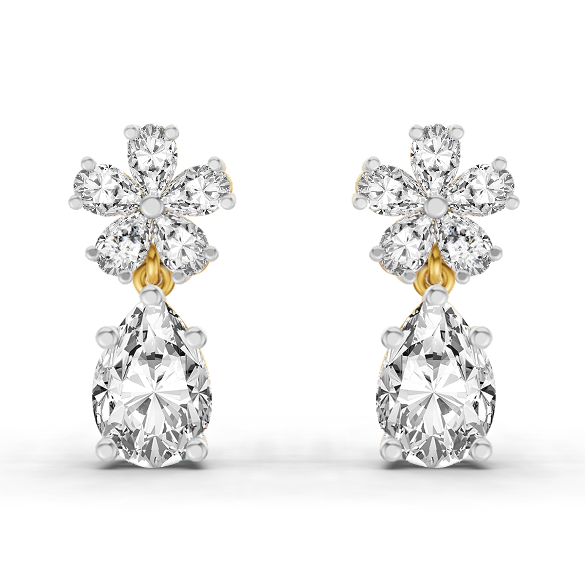 2.8 Carat Floral Pear Drop Earrings 14K