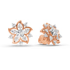 0.91 Carat Round Flower Stud Earrings 14K - Rose Gold