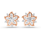 0.91 Carat Round Flower Stud Earrings 14K - Rose Gold