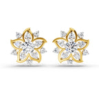 0.91 Carat Round Flower Stud Earrings 14K
