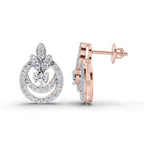 0.91 Carat Diamond Halo Cluster Stud Earrings 14K - Rose Gold