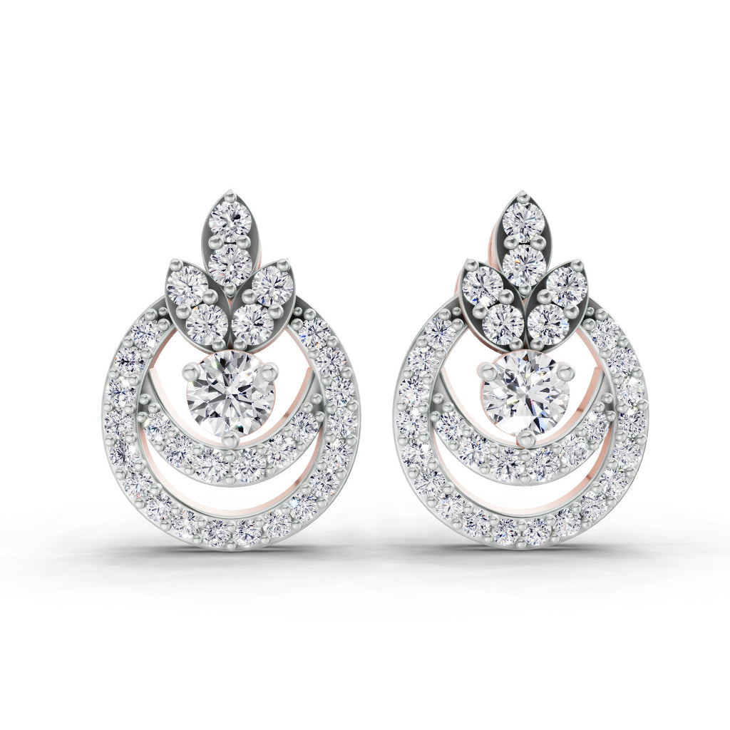 0.91 Carat Diamond Halo Cluster Stud Earrings 14K - Rose Gold