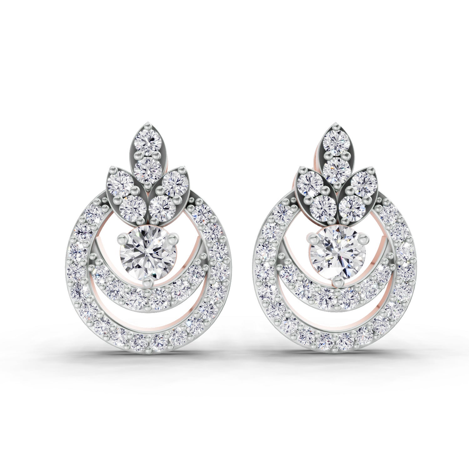 0.91 Carat Diamond Halo Cluster Stud Earrings 14K - Rose Gold