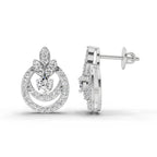0.91 Carat Diamond Halo Cluster Stud Earrings 14K - White Gold