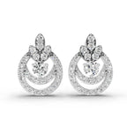 0.91 Carat Diamond Halo Cluster Stud Earrings 14K - White Gold
